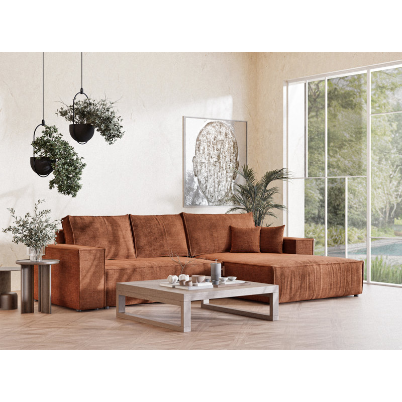 5 Seater Reclining Corner Sofa , Right Hand Facing, Copper Polyester/Chenille