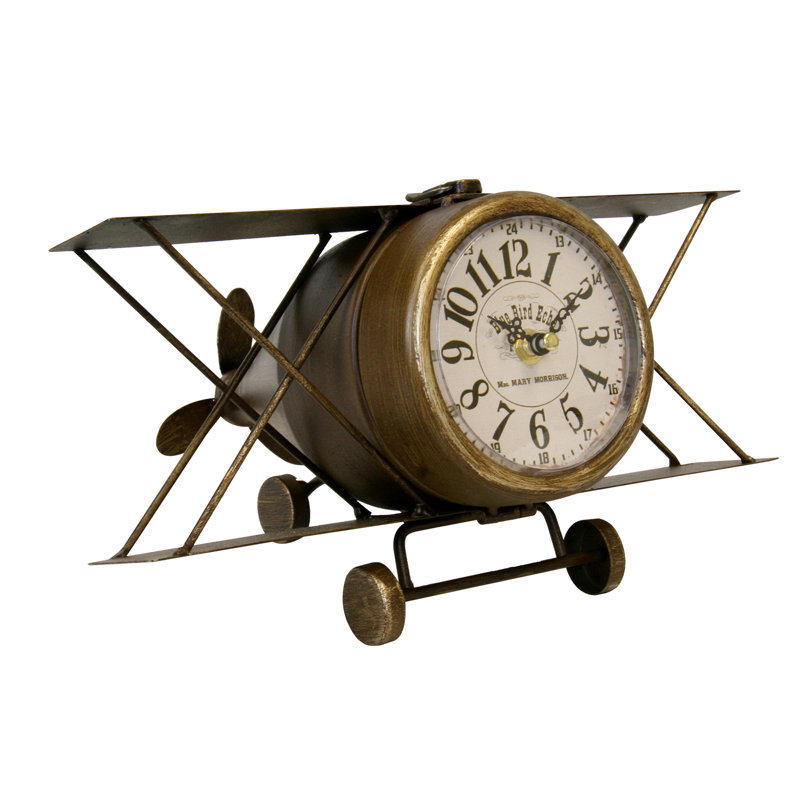 Analog Metal Mechanical Tabletop Clock, Brown