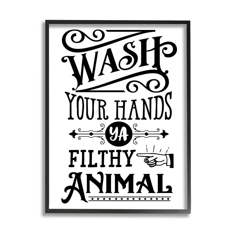 «Wash Your Hands», symbole rétro, Serif, typographie, estampe numérique texturée, lettrée et doublée, L 11 po x H 14 po