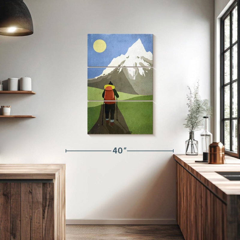 Senne, randonnée à la montagne enneigée, H 38 po x l 24 po