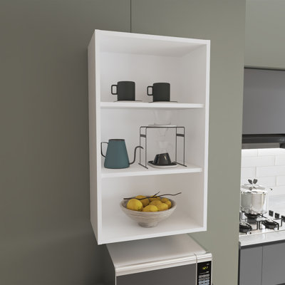Chinle Wall Cabinet in Melamine with Open Storage, Black