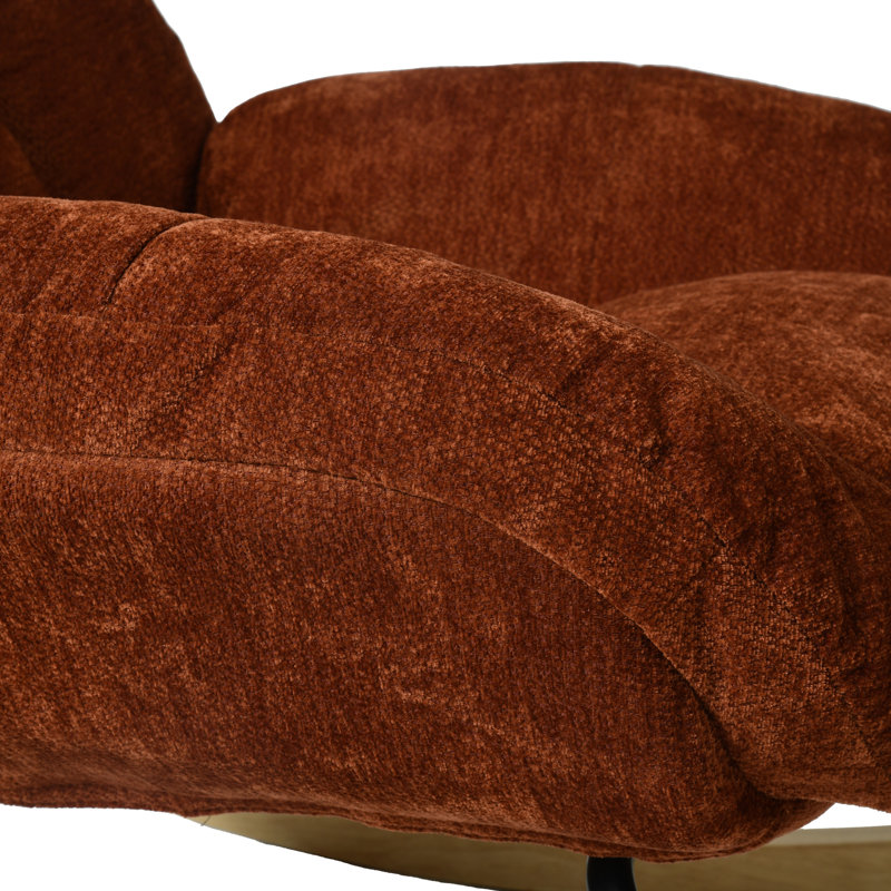 Fauteuil à bascule moderne rembourré avec base en bois d'hévéa, rouge, idéal pour la chambre d'enfant, le salon et la chambre à coucher.