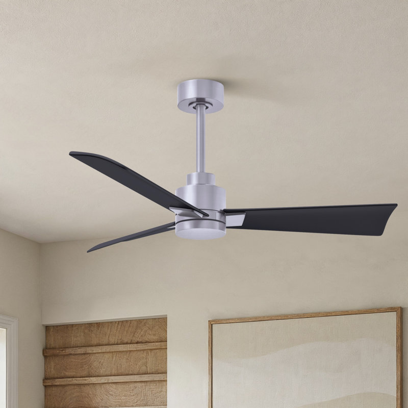 Alessandra Outdoor Downrod Ceiling Fan, Matte Black, Brushed Nickel