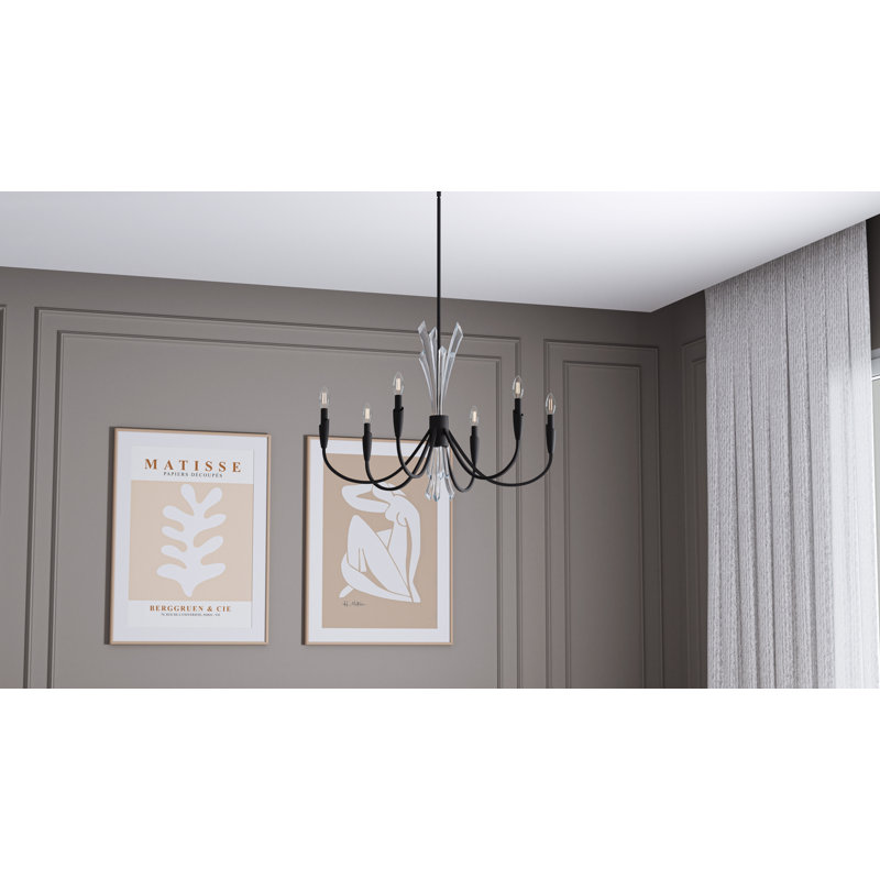 Cecily 6-Light Chandelier, 6 Lights, 24.25" H x 32" W x 32" D, Matte Black