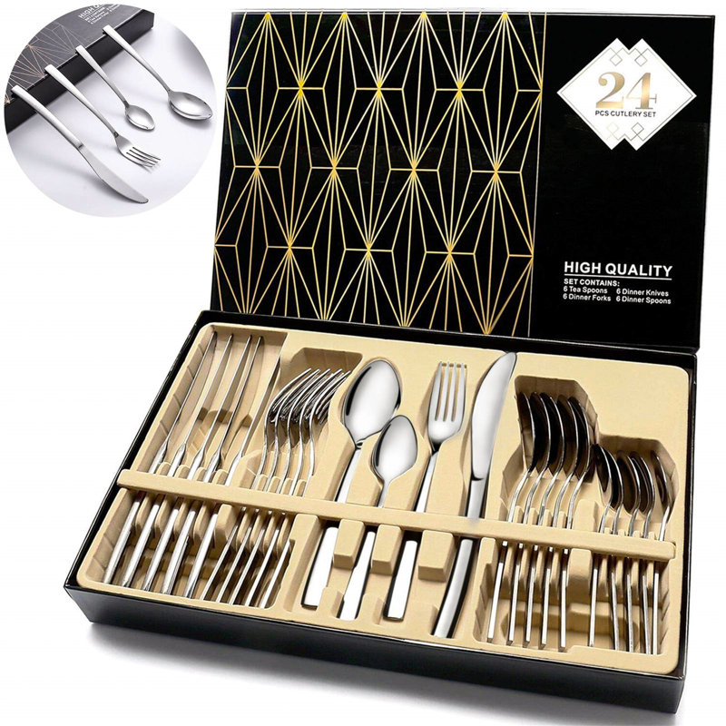 Ophelia & Co. Sarrant 24 Piece Cutlery Set , Service for 6, Silver