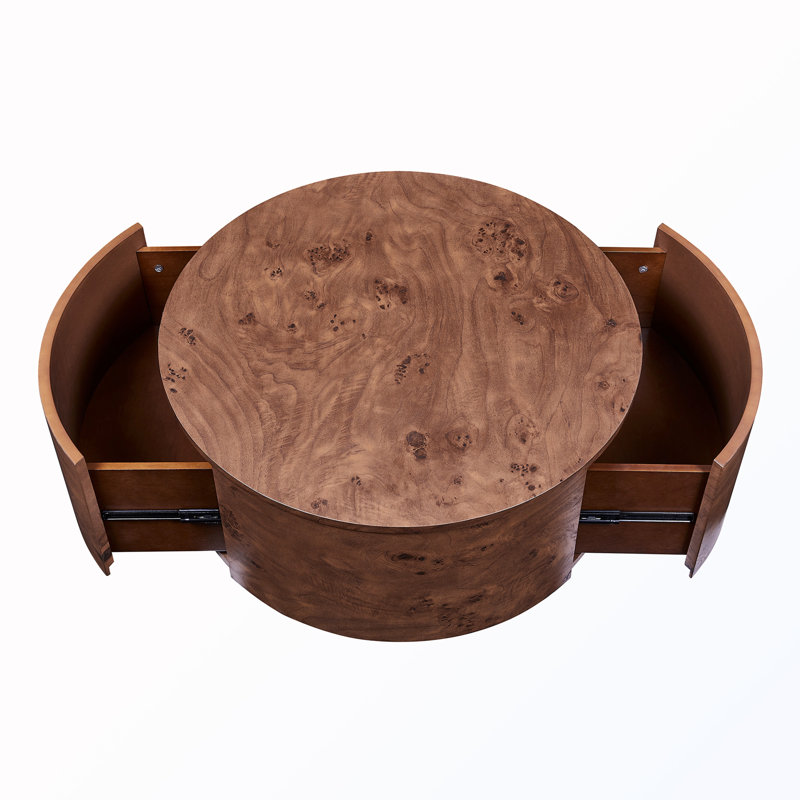 360° Rotating Coffee Table With 2 Drawers