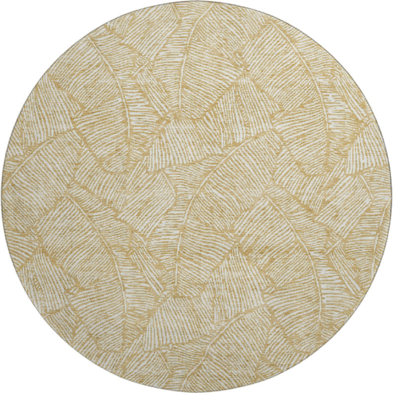 Premium Machine Washable Prisco Gold Rug, Round 8'