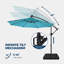 Parasol en porte-à-faux de 120 po, parasol de patio suspendu décalé de 10 pi avec 32 lumières DEL et inclinaison facile, abat-jour de parasol extérieur commercial pour la cour, la piscine, la plage et le jardin-2019512936