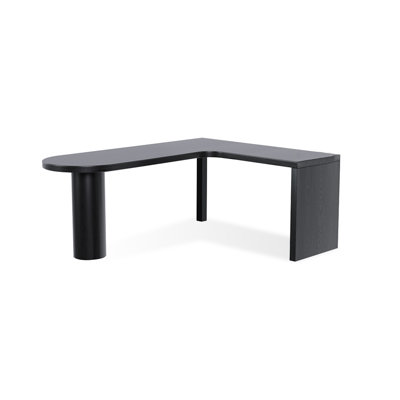 Black L-Shaped Solid Wood desk