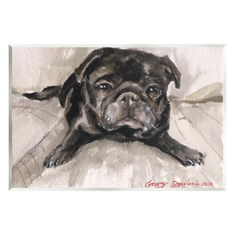 «Cozy Pug Relaxing Wall Art» par GeorgeDyachenkoArt, H 13 po x l 19 po