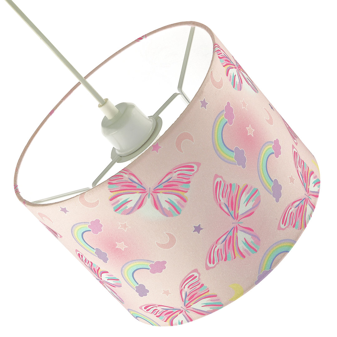 Happy Homewares Unisex Pink Feminine & Cute Shade With Colourful Butterflies & Rainbows | Size: 10 Inches - Image 3