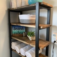 Steelside™ Pomona 48H Metal and Solid Wood Bath Floor Storage Shelf &  Reviews