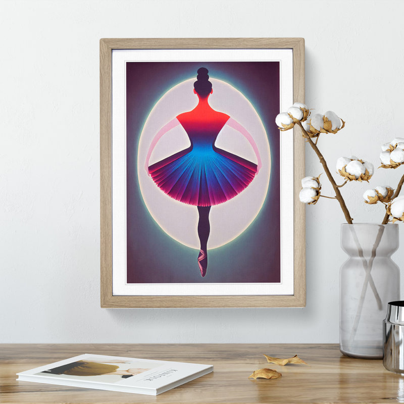 Celebrated Ballerina - Wall Art, 48cm H x 36cm W, Oak Framed, White