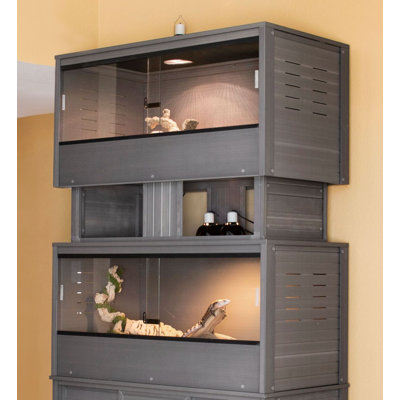Ensemble de deux grands enclos pour reptiles New Age Pet Ecoflex avec empileur assorti et support pour armoire basse