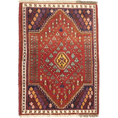Tapis décoratif géométrique noué à la main 3 pi 5 po x 4 pi 9 pi