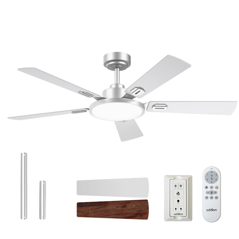 Low Profile Ceiling Fan with Light and Remote Control, Silver