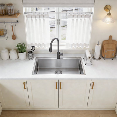 27"L × 19"W Drop-in Single Bowl Stainless Steel Kitchen Sink