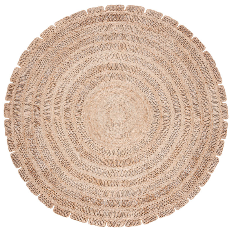 Ceceila Natural Fiber Flat Weave Jute Solid Color Rug, Round 4'