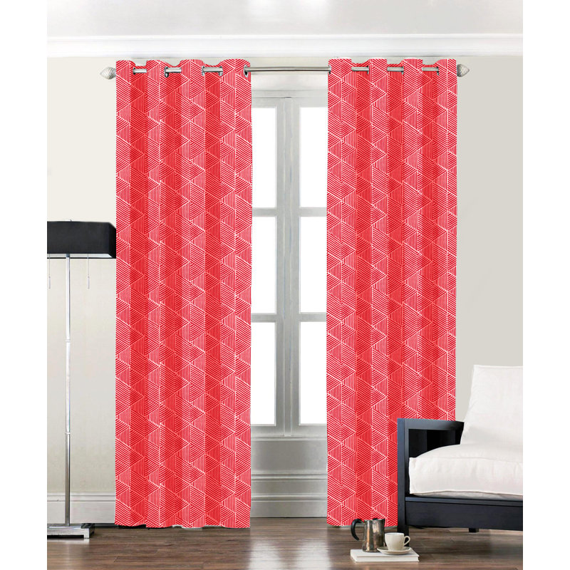 Paire de rideaux semi-transparents avec œillets Ximena, l 54 po x L 84 po, Rouge
