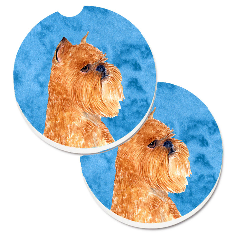 Sous-verre barbu collie voiture, Griffon bruxellois brun