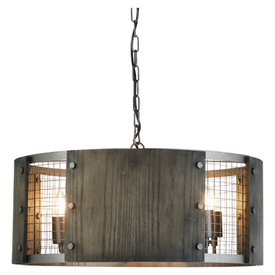 Larkin 6 - Light Brown Drum Pendant