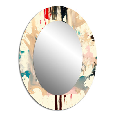 «Dancing Alone Minimal Abstract Paint II», miroir mural ovale blanc