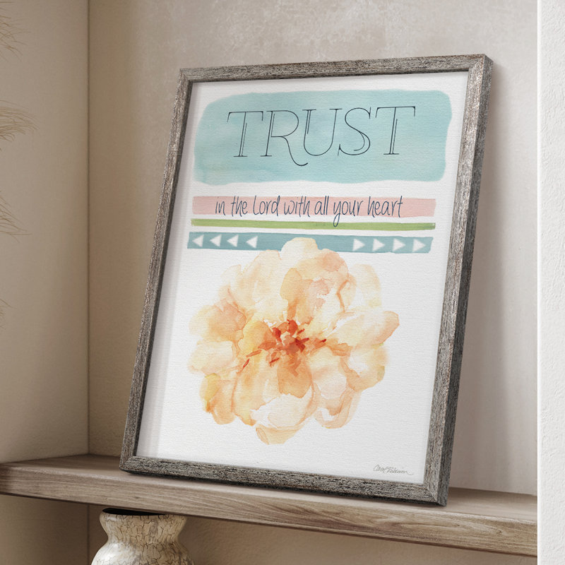 «Trust In The Lord», reproduction encadrée - bois massif, H 21 po x l 17 po