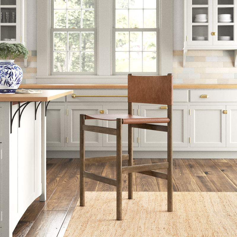 Matisse Leather Stool, Counter Stool (26.5" Seat Height), Butterscotch, Camel