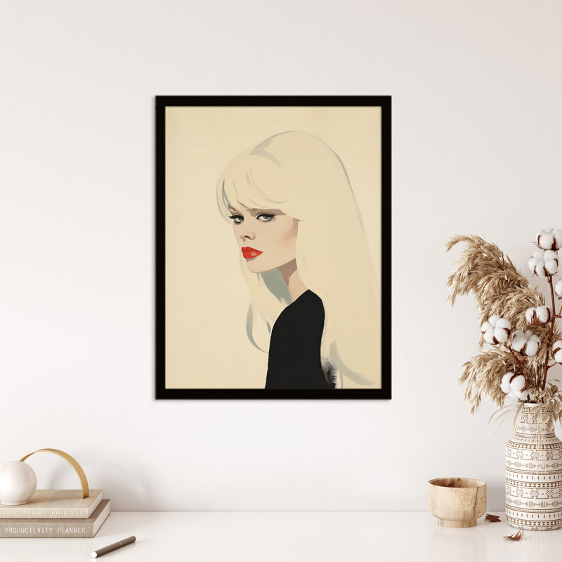 Serious Side Eye Retro Female Beauty Portrait Alabaster - Single Picture Frame Print