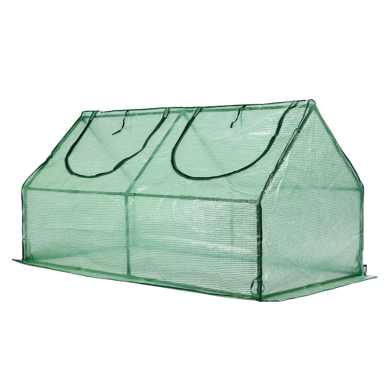 Aoodor Outdoor Mini Greenhouse, Green, 23" H x 47" W x 23" D