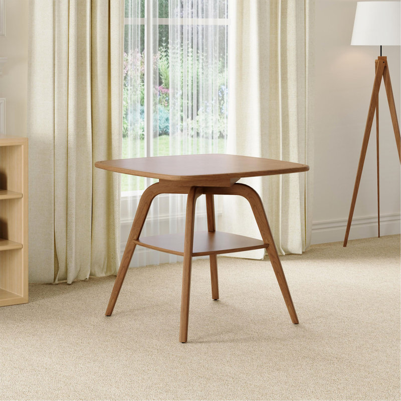 Table de salle à manger moderne en bois avec tablette de rangement, finition noyer, Naturel antique