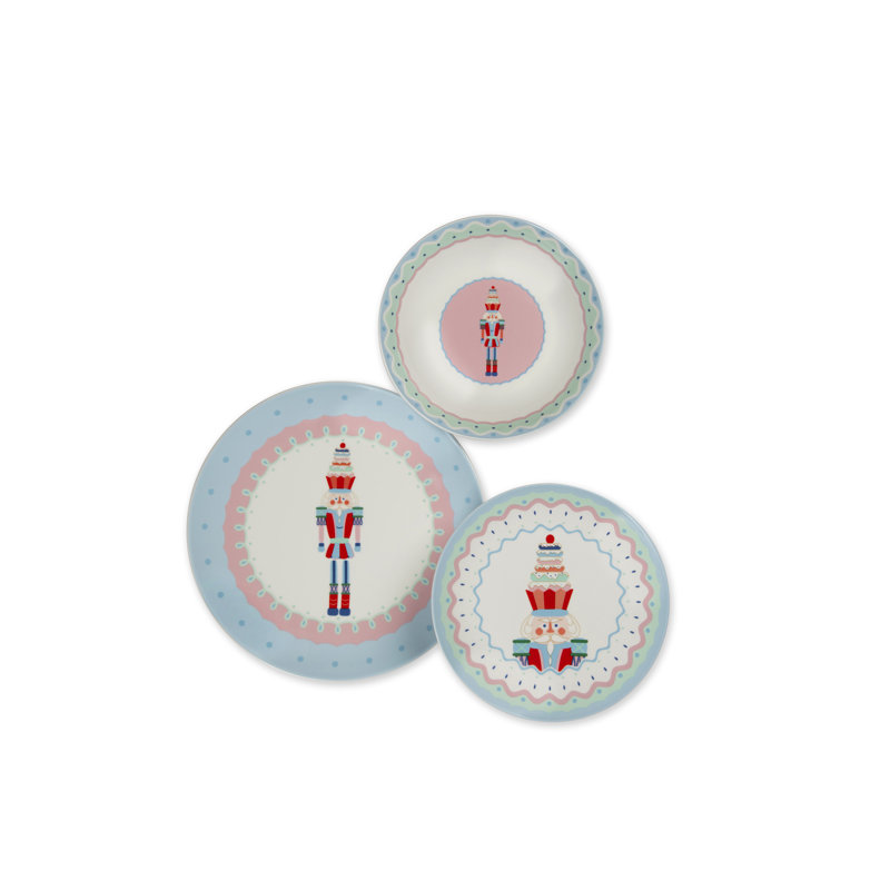 Xmas Sweet Pastels Piece Porcelain Dinnerware Set - Service for 6