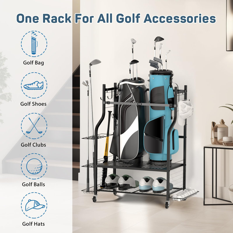 Freestanding Golf Bag Storage Rack
