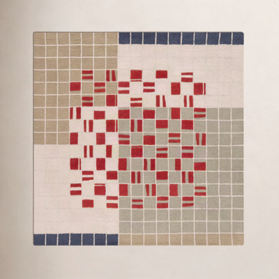 Elswick Gray Red Hand-Tufted Geometric Wool Rug