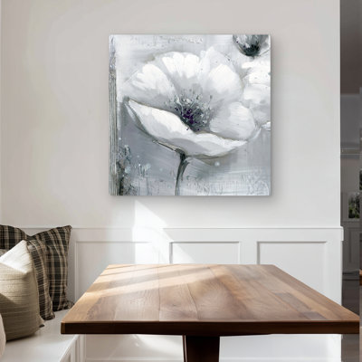 Grayscale Flowers - Office Floral Metal Print for Home Decor
