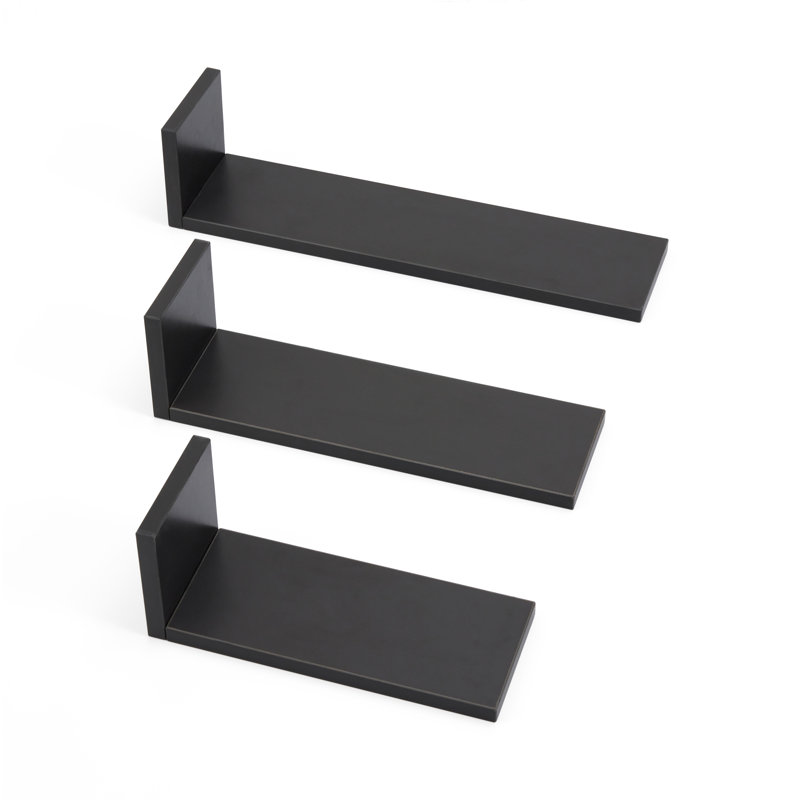 Tutti Bambini Rio 3 Piece  L-Shaped Wall Shelves Set, Slate Grey