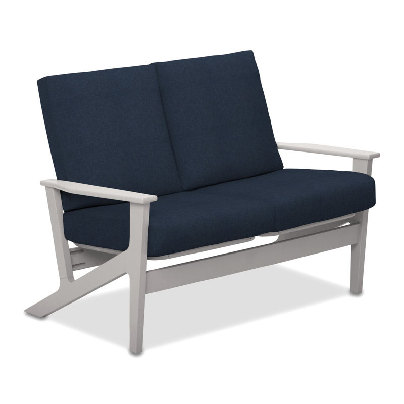 Chrisa 51.5'' Wide Loveseat with Cushions, Blend Indigo, Textured Snow