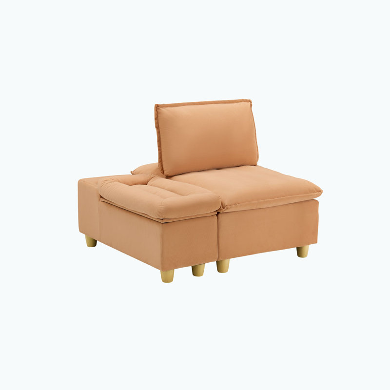 Fauteuil de rangement sans accoudoirs l 45,7 po avec porte-gobelet, Mélange de polyester brun pâle