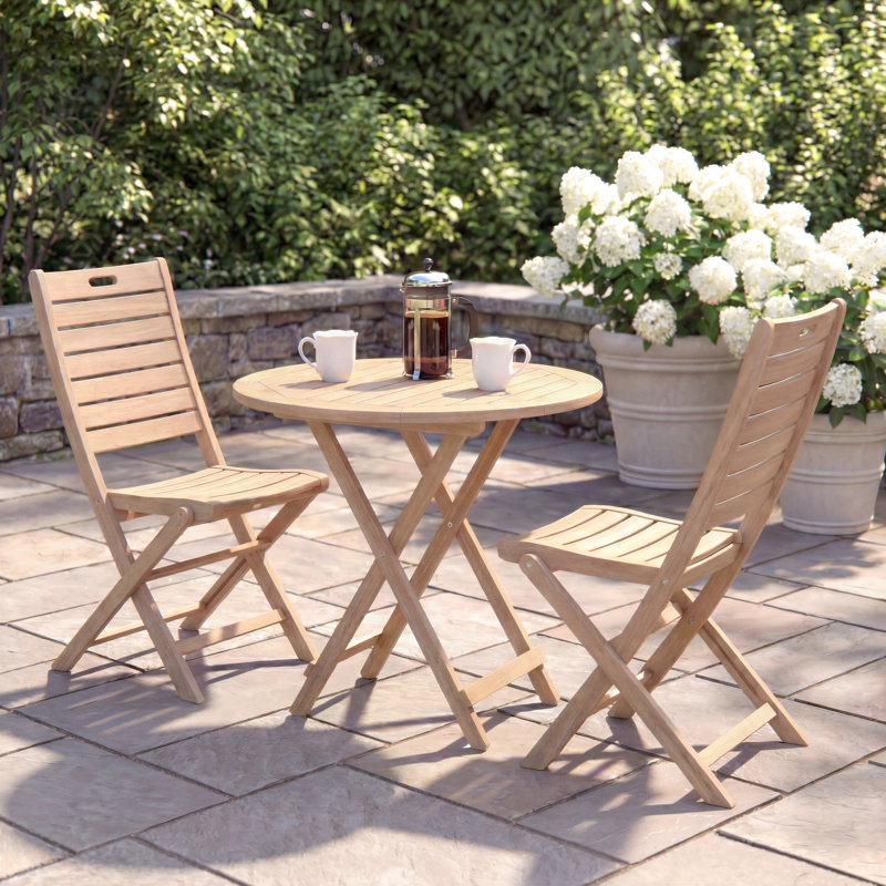 3 Pc. Antique Wash Eucalyptus Folding Bistro Set