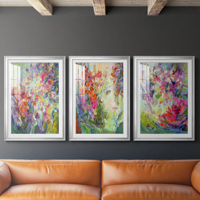«Bold Flourish I», impression encadrée sur mesure de qualité supérieure mate - 3 pièces