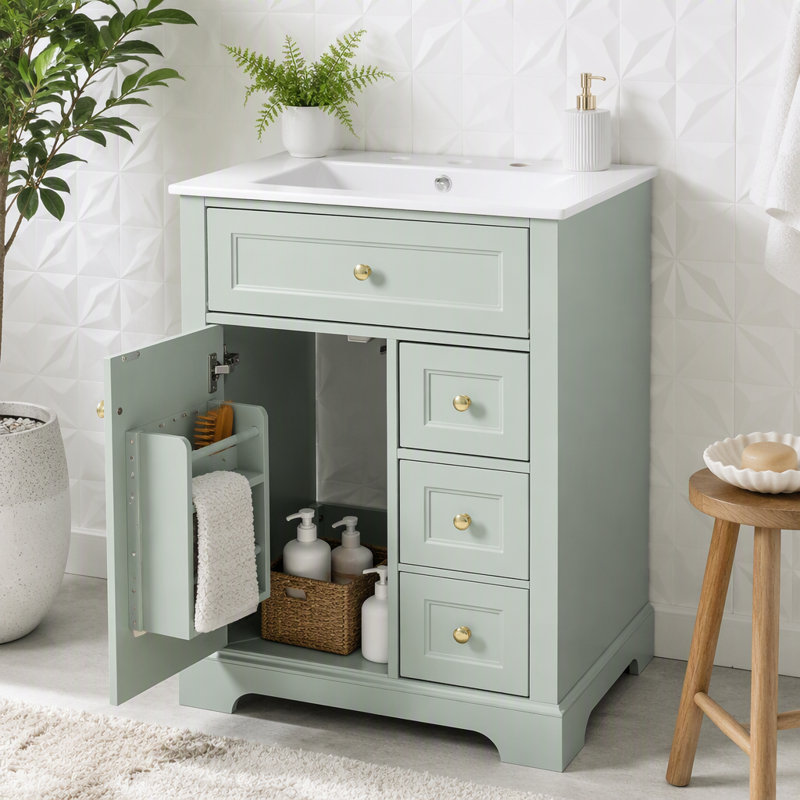 Meuble-lavabo 24 po avec lavabo, Vert