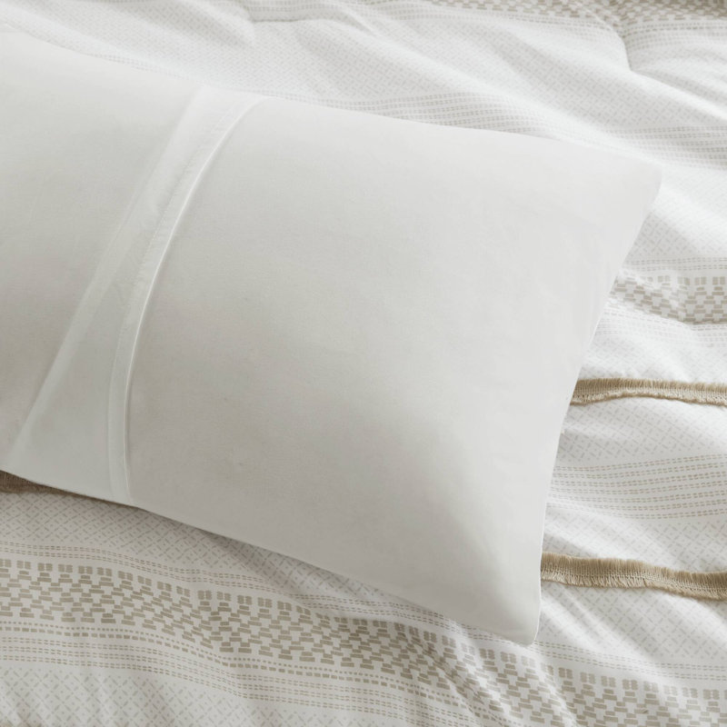 Carolina Taupe Stripe 7-Piece Full/Queen Comforter and Quilt Set, Taupe, Queen Comforter + 7 Additional Pieces
