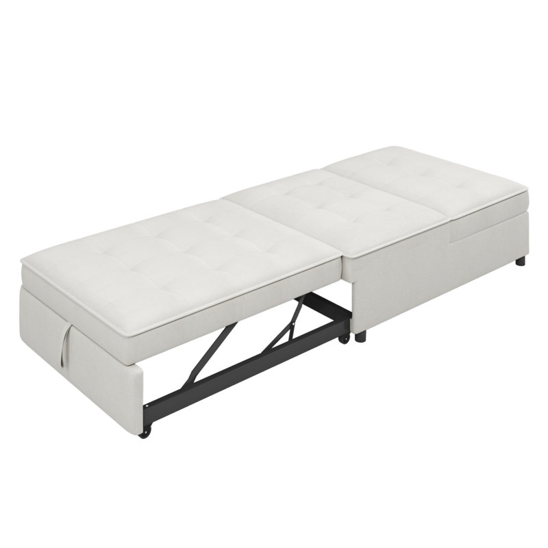 Upholstered 72.5'' Sleeper Sofa, Beige Linen