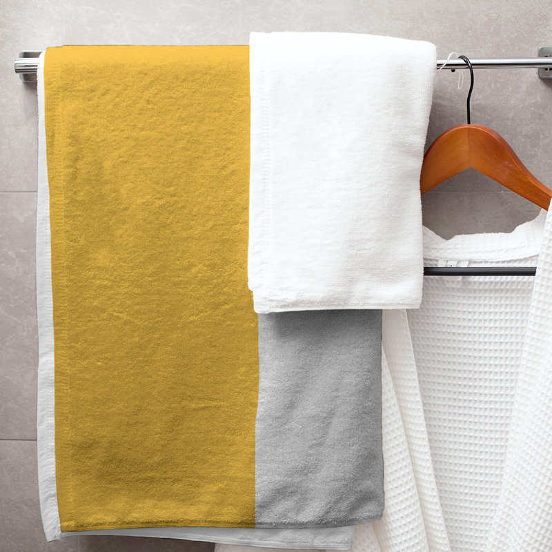 Nashville Lightweight Bath Towel, Gold/White/Blue, Poly/Cotton