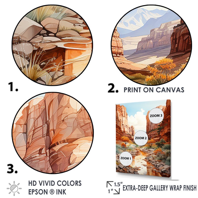 «Minimalisme Canyon Country Side I», reproduction sur toile, Cadre simple noir, H 40 po x l 30 po x P 1,5 po
