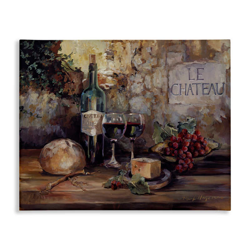 Art sur toile Parisian Wine and Cheese par Marilyn Hageman, H 30 po x l 40 po