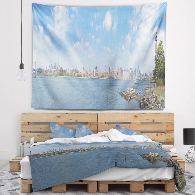 Tapisserie du paysage urbain de New York, H 32 po x l 39 po