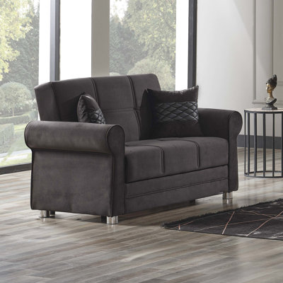 Upholstered With Storage, Black. Enhance Your Living Area Elegance. Ideal For Small Spaces. Crafted From Quality Materials. Legs, 600 Lbs Max Load. Comfy Seat Cushions. Matching Pillows. Quick