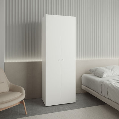Home 2 Doors Closet System Armoire, Hanging Rod And Storage Shelf, Modern Armoire For Bedroom Organization Storage by Ebern Designs