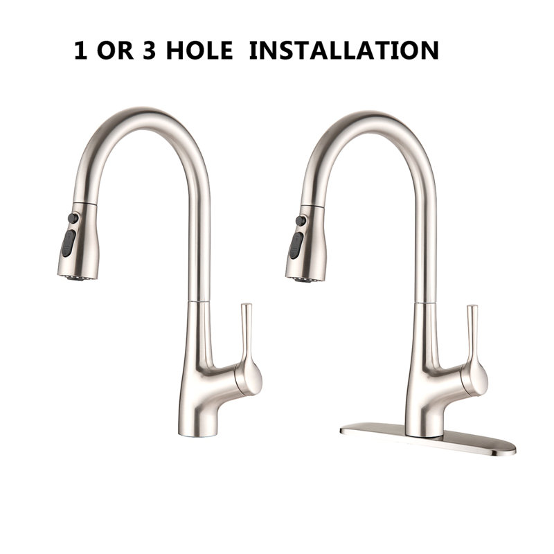 Single Handle Pull Down Kitchen Sink Faucet, Brushed Nickel